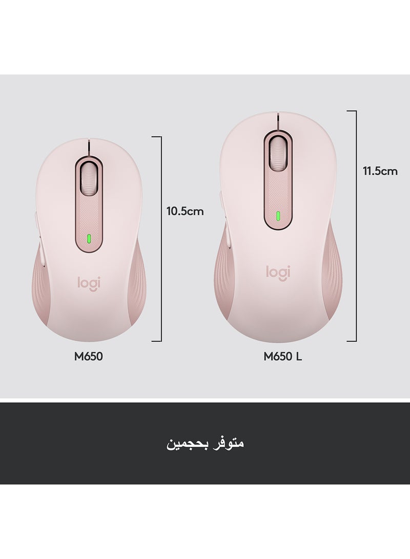 Logitech - Signature M650 Wireless Mouse, For Small to Medium Sized Hands, Silent Clicks, 5 Buttons, Bluetooth, Multi-Device Compatibility, 400 DPI Nominal Value, 10m Range pink - Image 1