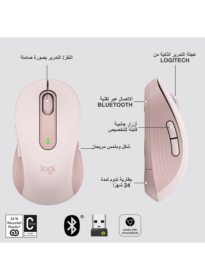Logitech - Signature M650 Wireless Mouse, For Small to Medium Sized Hands, Silent Clicks, 5 Buttons, Bluetooth, Multi-Device Compatibility, 400 DPI Nominal Value, 10m Range pink - Image 1