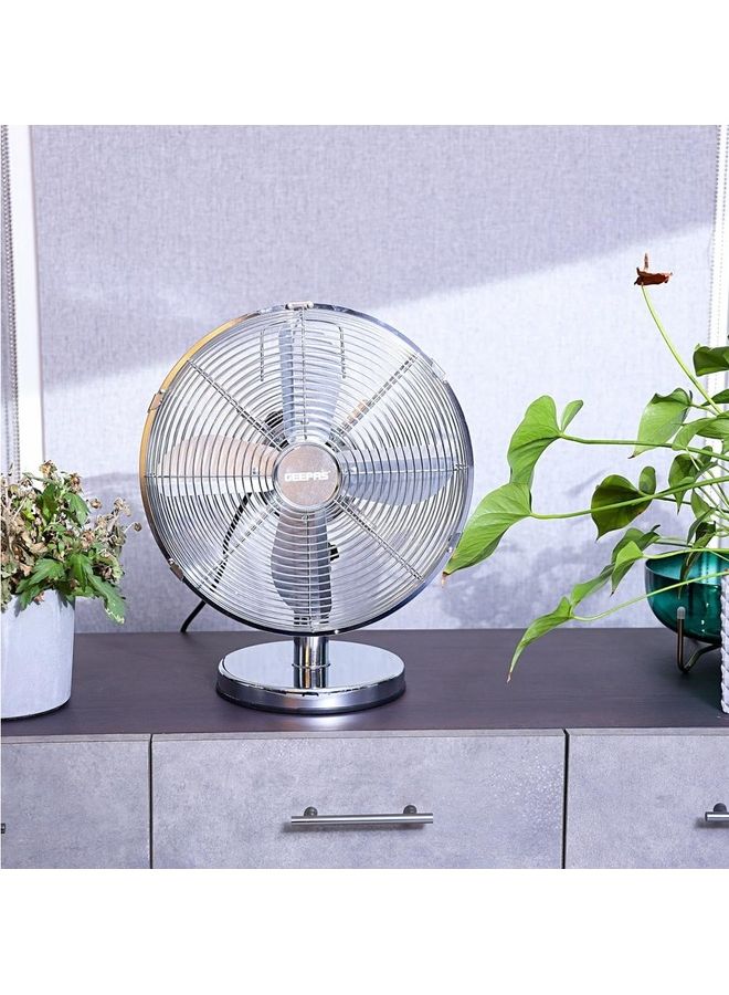 GEEPAS 12 Inch Metal Table Fan 3 Speed Settings With Wide Oscillation And Stable Base GF9610 Silver  - Image 2