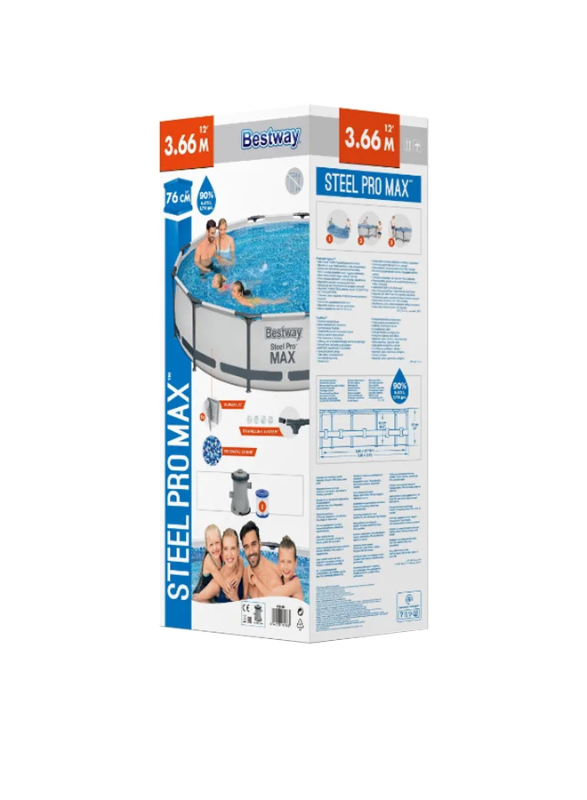 Bestway Steel Pro Max Round Tubular Swimming Pool Set 6.473 Liter Blue