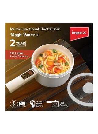 مقلاة كهربائية متعددة الوظائف - مقلاة سيراميك غير لاصقة، 6 أوضاع طهي محددة مسبقًا، وعاء بخار، ولوحة تحكم ذكية تعمل باللمس - view 2