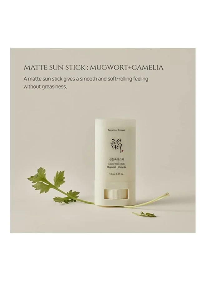 Beauty of Joseon Matte Sun Stick : Mugwort+Camelia for face Sunscreen moisturizing with SPF 50 PA++++ Korean sunscreen skincare 18g 18grams
