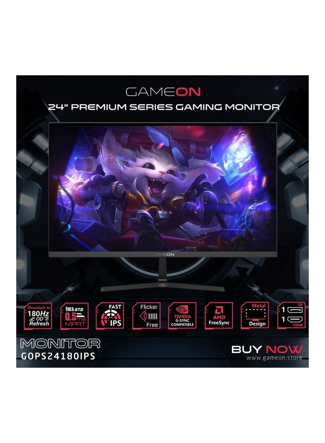 GameOn - GOPS24180IPS 24-inch FHD, 180Hz, 0.5 ms , HDMI 2.0 Gaming Monitor (Adaptive Sync and G-Sync Compatible) Fast IPS BLACK - Image 1