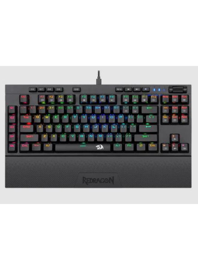 REDRAGON - K596 Vishnu 2.4G Wireless/Wired, Red Switch Mechanical Gaming Keyboard RGB TKL - 2400 mAh Battery, 10 Onboard Macro Keys & Wrist Rest, 10H Play Time - Image 1