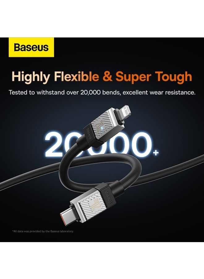 Baseus Type C To Lightning Cable (2M), 20W Power Delivery USB C iPhone Cables Type C iPhone Charger Cord Fast Charging Data Cables Zinc Alloy Connector for iPhone 14/13/ 12 Pro Max / 12/11 Pro/X/XS/XR / 8 Plus- Black Black - Image 4