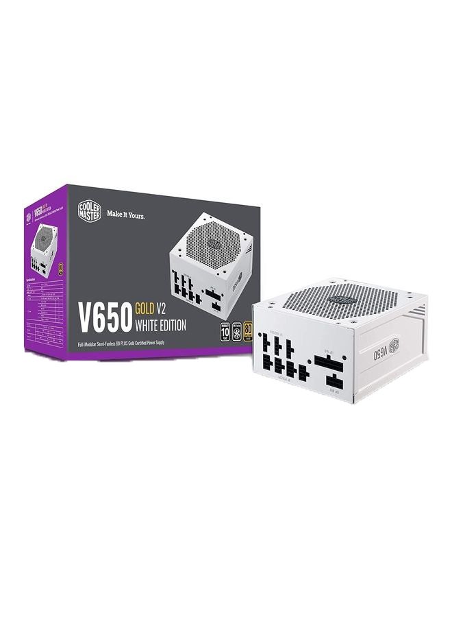 كولر ماستر V650 Gold Edition V2 وحدات كاملة، 650 وات، 80+ ذهبي، تشغيل شبه بدون مروحة، كابلات 16Awg Pcie عالية الكفاءة  - Image 1