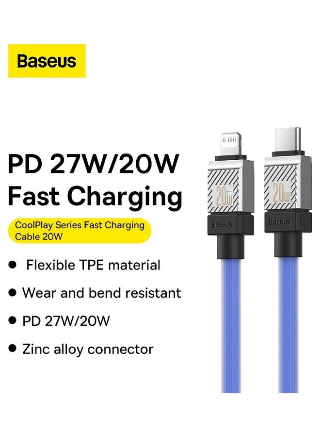 Baseus Type C To Lightning Cable (1M), 20W Power Delivery USB C iPhone Cables Type C iPhone Charger Cord Fast Charging Data Cables Zinc Alloy Connector for iPhone 14/13/ 12 Pro Max / 12/11 Pro/X/XS/XR / 8 Plus- Blue Blue  - Image 2