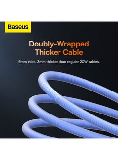 Baseus Type C To Lightning Cable (1M), 20W Power Delivery USB C iPhone Cables Type C iPhone Charger Cord Fast Charging Data Cables Zinc Alloy Connector for iPhone 14/13/ 12 Pro Max / 12/11 Pro/X/XS/XR / 8 Plus- Blue Blue  - Image 3