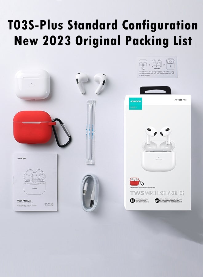 JOYROOM - JR-T03S Plus Bluetooth 5.1 TWS Half In-Ear Earphones With Protective Cover Standard Version White - Image 1