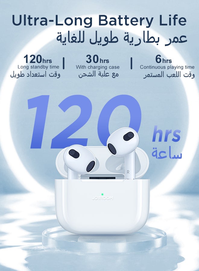 JOYROOM - JR-T03S Plus Bluetooth 5.1 TWS Half In-Ear Earphones With Protective Cover Standard Version White - Image 1
