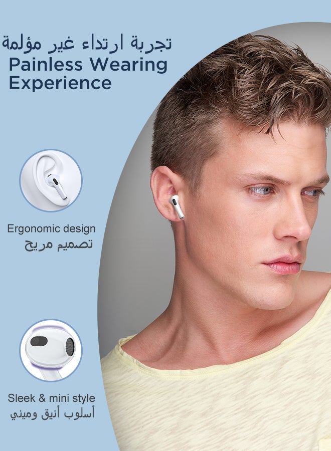 JOYROOM - JR-T03S Plus Bluetooth 5.1 TWS Half In-Ear Earphones With Protective Cover Standard Version White - Image 1