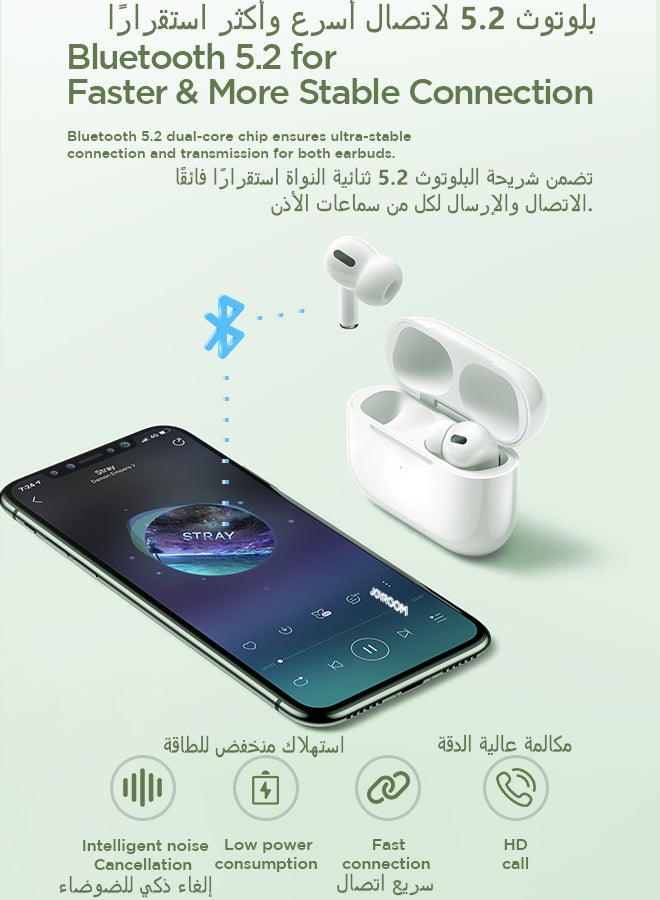 جوي روم - سماعات أذن لاسلكية JR-T03S Pro تعمل بالبلوتوث 5.2 TWS مع أطراف الأذن البديلة وحافظة واقية الإصدار القياسي لون أبيض - Image 1