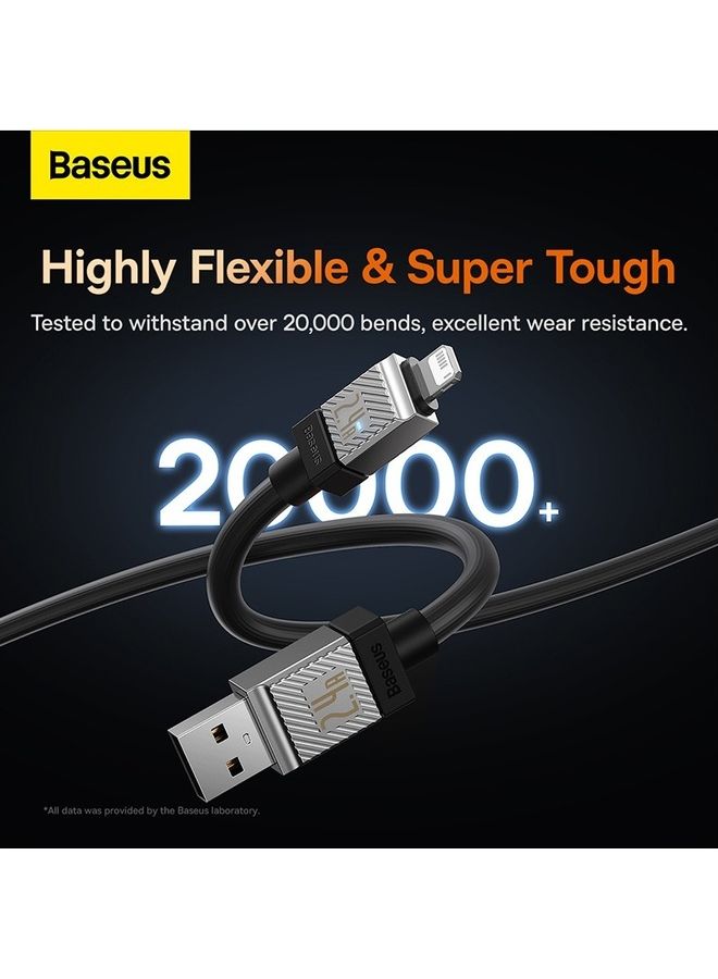 Baseus iPhone Cable 2M Fast Charging And Data Cable iPhone Charger Cable 2.4A Lightning Cord Compatible for iPhone 14/14 Pro/14 Plus/14 Pro Max, iPhone 13 Pro 12 Pro Max 11 XS 7 Plus 6S iPad Pro Black - Image 4