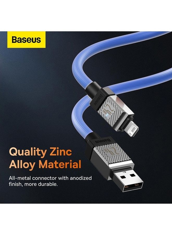 Baseus - iPhone Cable 1M Fast Charging And Data Cable iPhone Charger Cable 2.4A Lightning Cord Compatible for iPhone 14/14 Pro/14 Plus/14 Pro Max, iPhone 13 Pro 12 Pro Max 11 XS 7 Plus 6S iPad Pro Blue - Image 1
