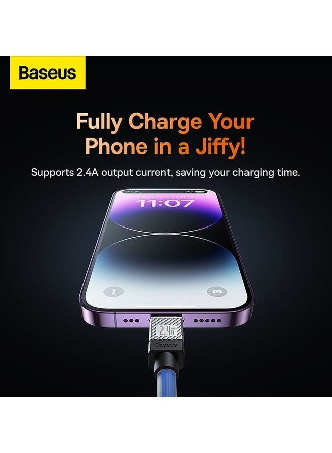 Baseus - iPhone Cable 1M Fast Charging And Data Cable iPhone Charger Cable 2.4A Lightning Cord Compatible for iPhone 14/14 Pro/14 Plus/14 Pro Max, iPhone 13 Pro 12 Pro Max 11 XS 7 Plus 6S iPad Pro Blue - Image 1