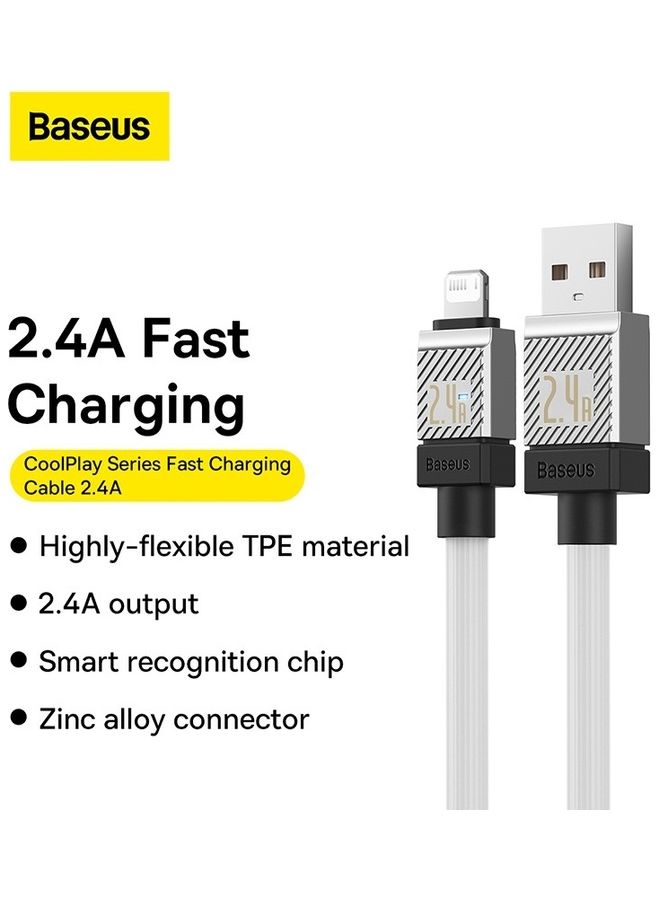 Baseus - iPhone Cable 1M Fast Charging And Data Cable iPhone Charger Cable 2.4A Lightning Cord Compatible for iPhone 14/14 Pro/14 Plus/14 Pro Max, iPhone 13 Pro 12 Pro Max 11 XS 7 Plus 6S iPad Pro White - Image 1