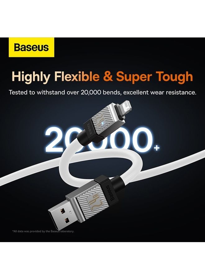 Baseus - iPhone Cable 1M Fast Charging And Data Cable iPhone Charger Cable 2.4A Lightning Cord Compatible for iPhone 14/14 Pro/14 Plus/14 Pro Max, iPhone 13 Pro 12 Pro Max 11 XS 7 Plus 6S iPad Pro White - Image 1