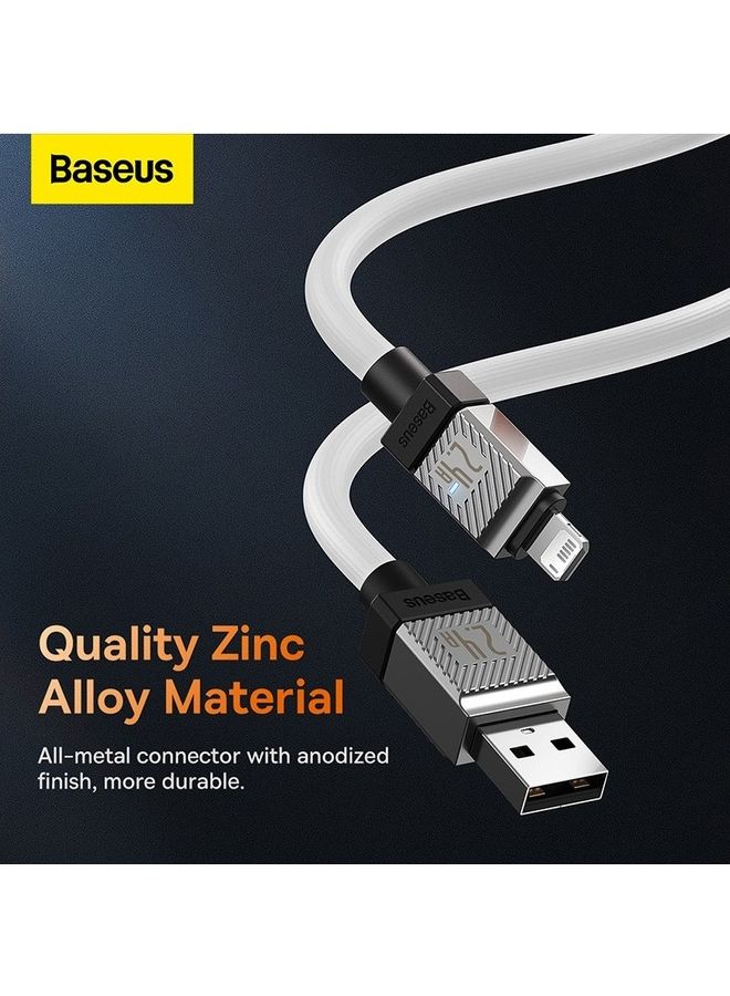 Baseus - iPhone Cable 1M Fast Charging And Data Cable iPhone Charger Cable 2.4A Lightning Cord Compatible for iPhone 14/14 Pro/14 Plus/14 Pro Max, iPhone 13 Pro 12 Pro Max 11 XS 7 Plus 6S iPad Pro White - Image 1
