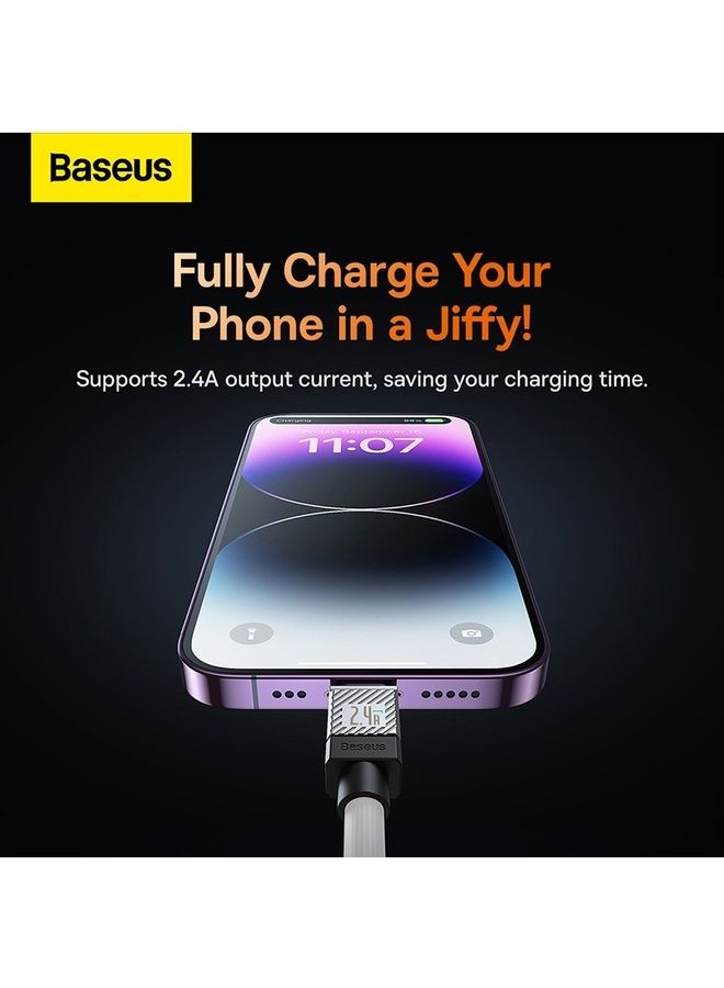 Baseus - iPhone Cable 1M Fast Charging And Data Cable iPhone Charger Cable 2.4A Lightning Cord Compatible for iPhone 14/14 Pro/14 Plus/14 Pro Max, iPhone 13 Pro 12 Pro Max 11 XS 7 Plus 6S iPad Pro White - Image 1