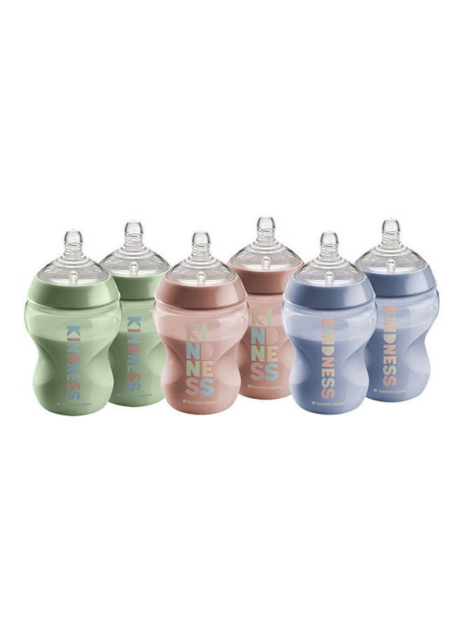 tommee tippee Closer To Nature Baby Bottles, Anti-Colic Valve, Slow-Flow, 260ml, 0+ Months, Pack Of 6 - Multicolour  - Image 3