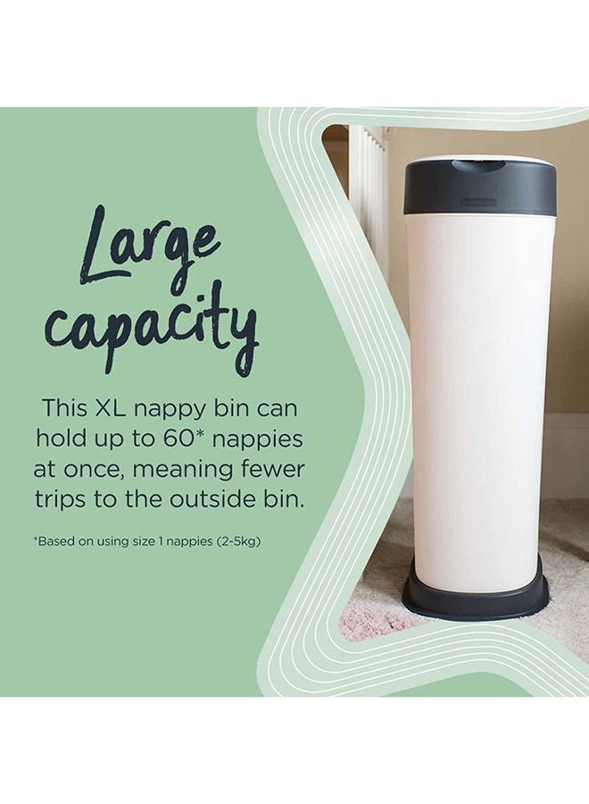 tommee tippee Twist & Click Sangenic XL Nappy Bin, Holds up to 60 Nappies, Eco-Friendlier System, 76cm Tall, Includes 1x Refill Cassette with Sustainably Sourced Antibacterial GREENFILM  - Image 4