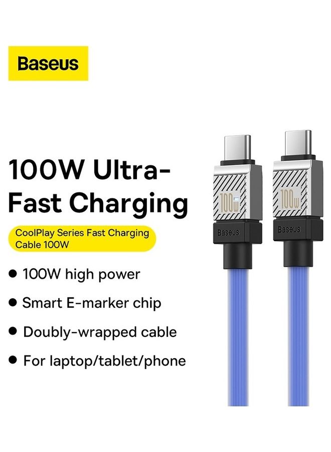 Baseus Type C to Type C 100W Cable, Ultra Fast PD Type C Charger for iPhone 15 Pro, iPhone 15 Pro Max, iPhone 15 Plus, MacBook Pro, iPad Pro 2022, iPad Air 5, Samsung Galaxy S23 Ultra, Pixel, PS5, Switch, etc. 1M Blue Blue  - Image 2