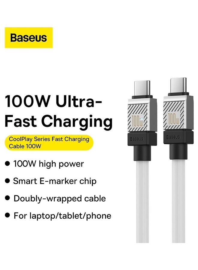 بيسوس كابل من النوع C إلى النوع C بقوة 100 وات، شاحن PD من النوع C فائق السرعة لهاتف iPhone 15 Pro، iPhone 15 Pro Max، iPhone 15 Plus، MacBook Pro، iPad Pro 2022، iPad Air 5، Samsung Galaxy S23 Ultra، Pixel، PS5، Switch، إلخ. 1 متر أبيض - Image 2