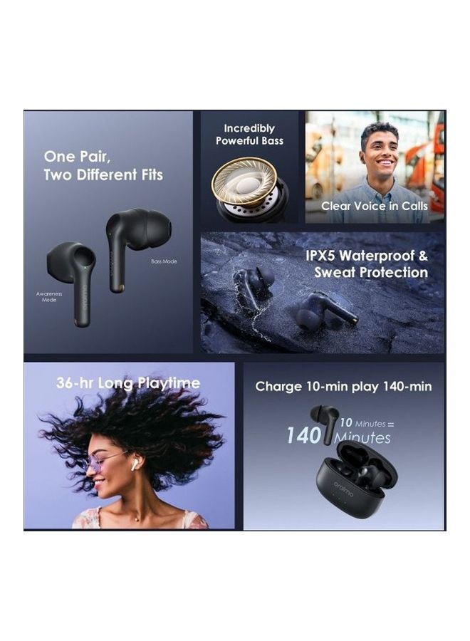 Oraimo - FreePods 3C ENC Calling Noise Cancellation Long Playtime True Wireless Earbuds - Egyptian Version Black - Image 1