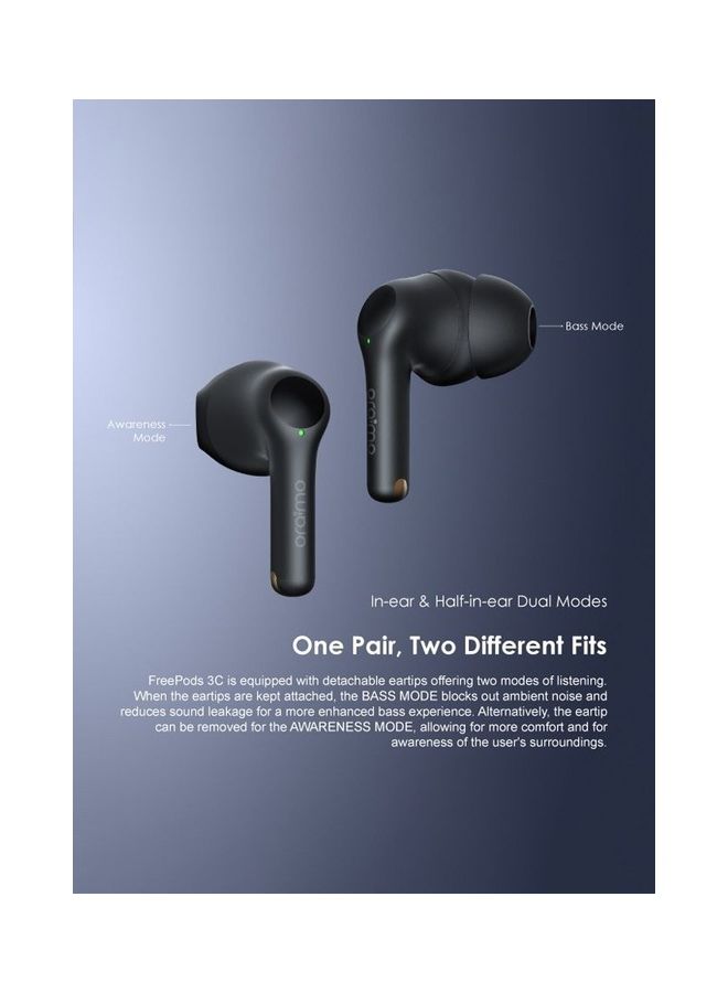 Oraimo - FreePods 3C ENC Calling Noise Cancellation Long Playtime True Wireless Earbuds - Egyptian Version Black - Image 1