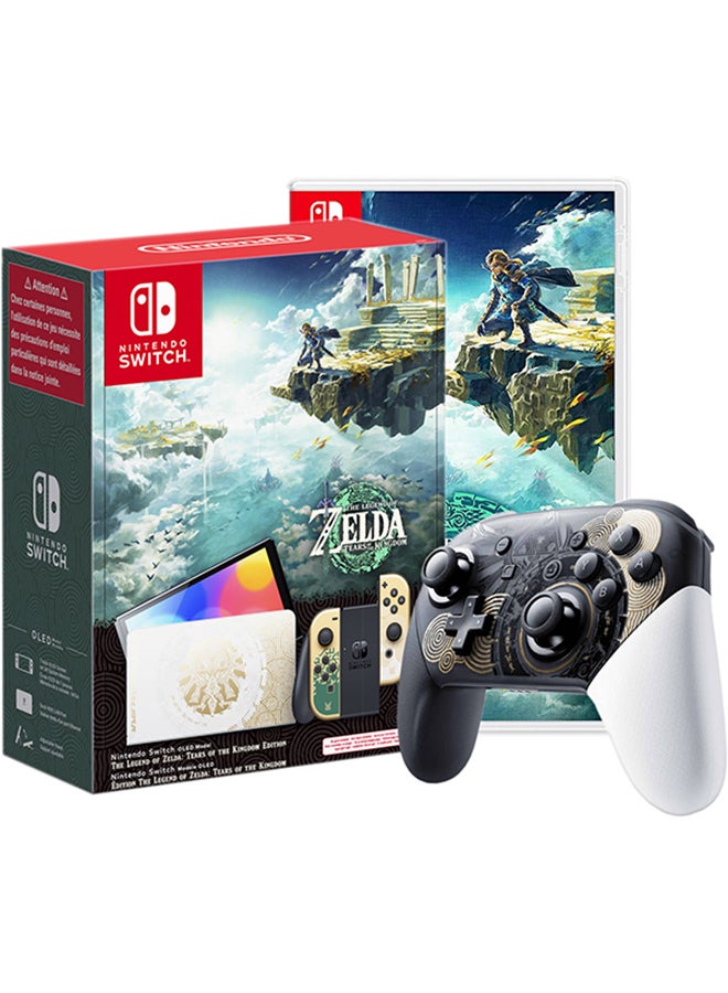 Nintendo - Nintendo Switch OLED The Legend of Zelda Tears of the Kingdom Edition plus Nintendo Legend of Zelda game and Nintendo Pro Controller - Image 1