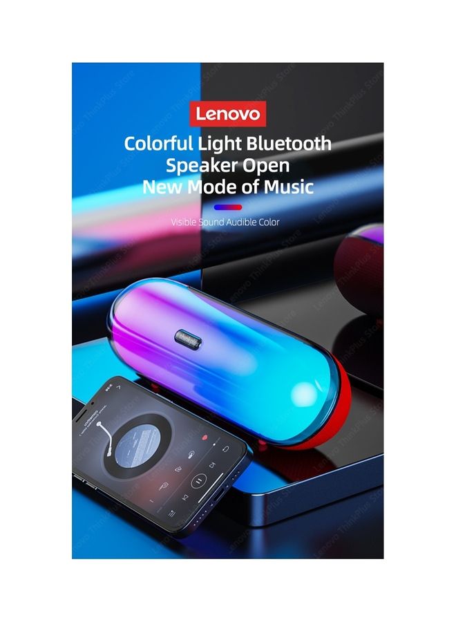 Lenovo - Thinkplus Bluetooth Portable Mini TWS Bass Stereo Music Surround Wireless Mobile Call Colorful LED Light Speaker Black - Image 1