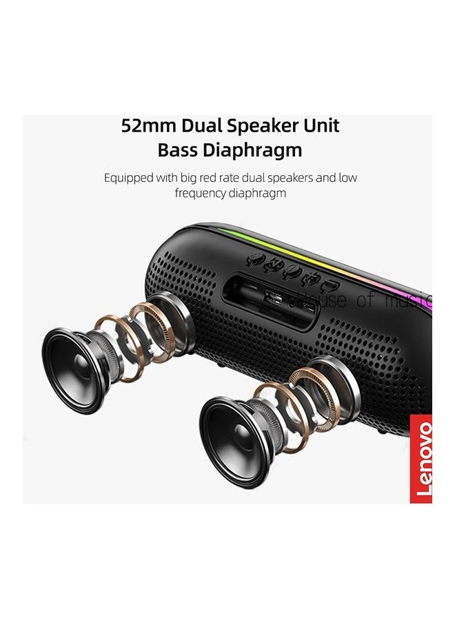 Lenovo - Thinkplus Bluetooth Portable Mini TWS Bass Stereo Music Surround Wireless Mobile Call Colorful LED Light Speaker Black - Image 1