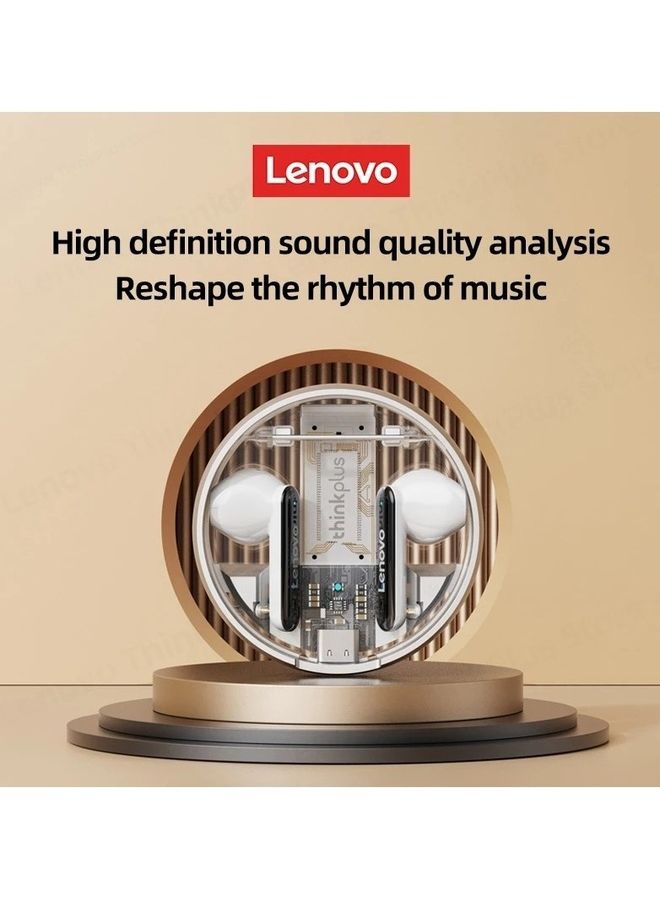 Lenovo - Thinkplus Bluetooth 5.2 Headphones HiFi Stereo Wireless Earphones Sport Headsets With Mic White - Image 1