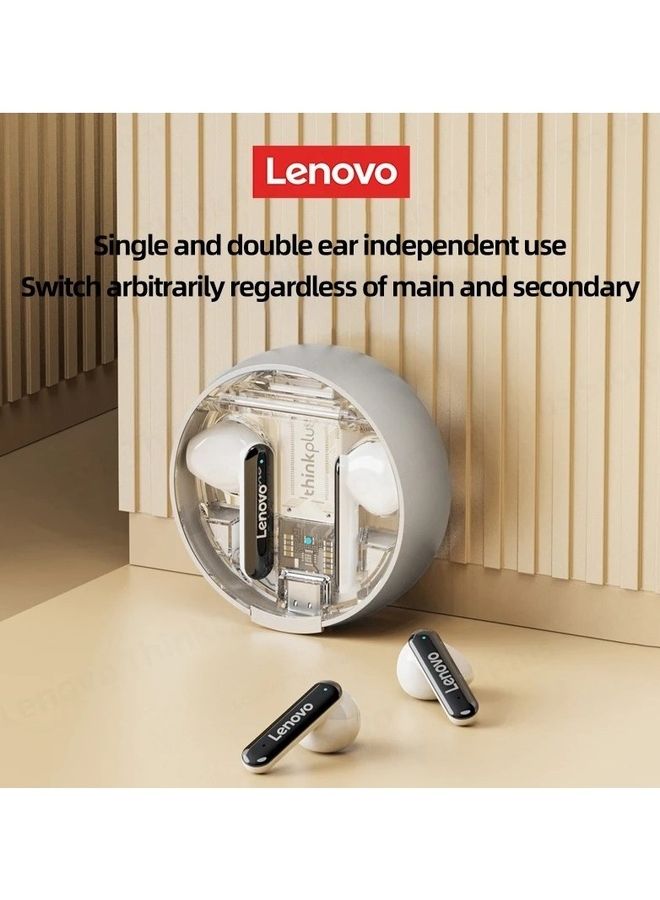 Lenovo - Thinkplus Bluetooth 5.2 Headphones HiFi Stereo Wireless Earphones Sport Headsets With Mic White - Image 1
