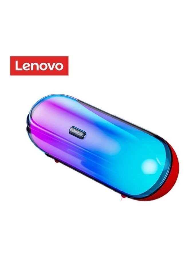 Lenovo Thinkplus Bluetooth Portable Mini TWS Bass Stereo Music Surround Wireless Mobile Call Colorful LED Light Speaker Red  - Image 1