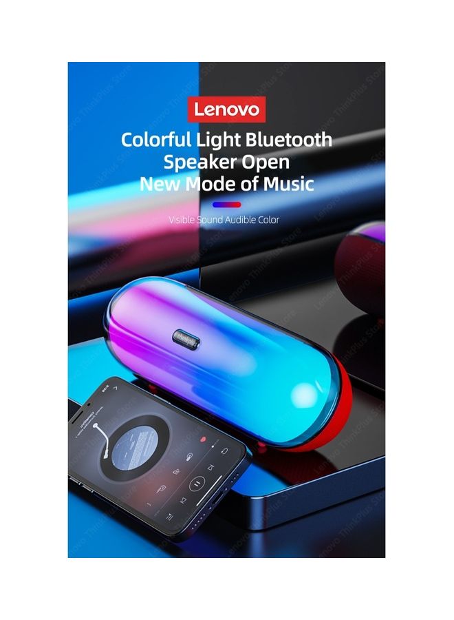 Lenovo Thinkplus Bluetooth Portable Mini TWS Bass Stereo Music Surround Wireless Mobile Call Colorful LED Light Speaker Red  - Image 2