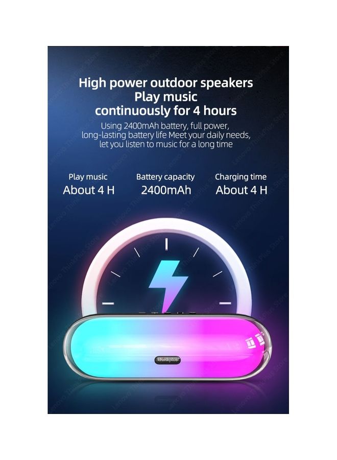 Lenovo Thinkplus Bluetooth Portable Mini TWS Bass Stereo Music Surround Wireless Mobile Call Colorful LED Light Speaker Red  - Image 5