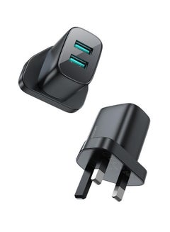 2.4A dual-port mini 12W fast charger, supports QC 3.0. Wall charger plug travel adapter mini dual-port 12W fast power charger, compatible with Samsung AFC, Huawei SCP, and other lower versions of iPhones. Black