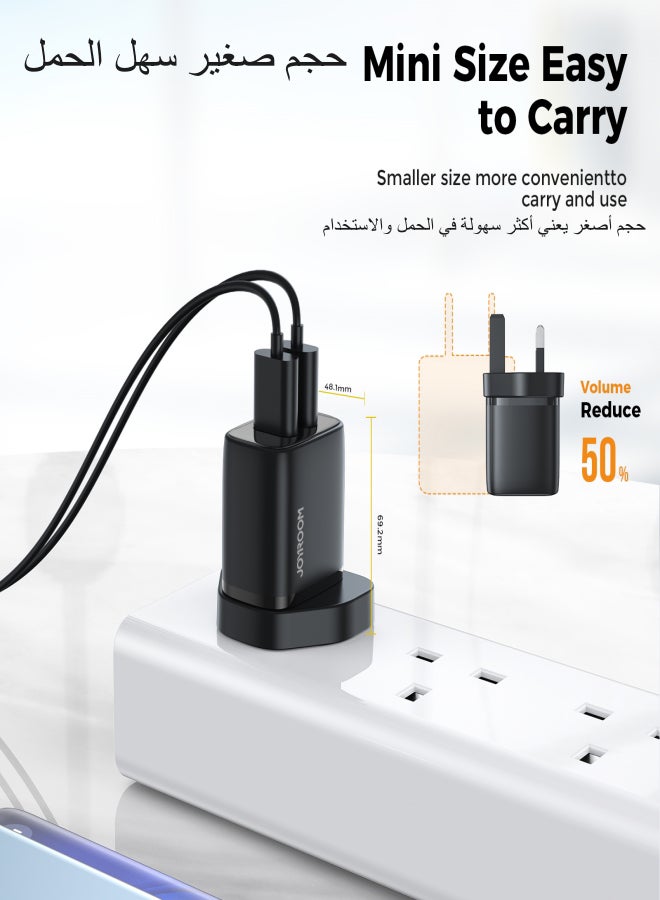 JOYROOM - 2.4A dual-port mini 12W fast charger, supports QC 3.0. Wall charger plug travel adapter mini dual-port 12W fast power charger, compatible with Samsung AFC, Huawei SCP, and other lower versions of iPhones. Black - Image 1
