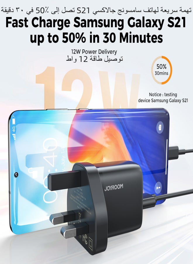 JOYROOM - 2.4A dual-port mini 12W fast charger, supports QC 3.0. Wall charger plug travel adapter mini dual-port 12W fast power charger, compatible with Samsung AFC, Huawei SCP, and other lower versions of iPhones. Black - Image 1