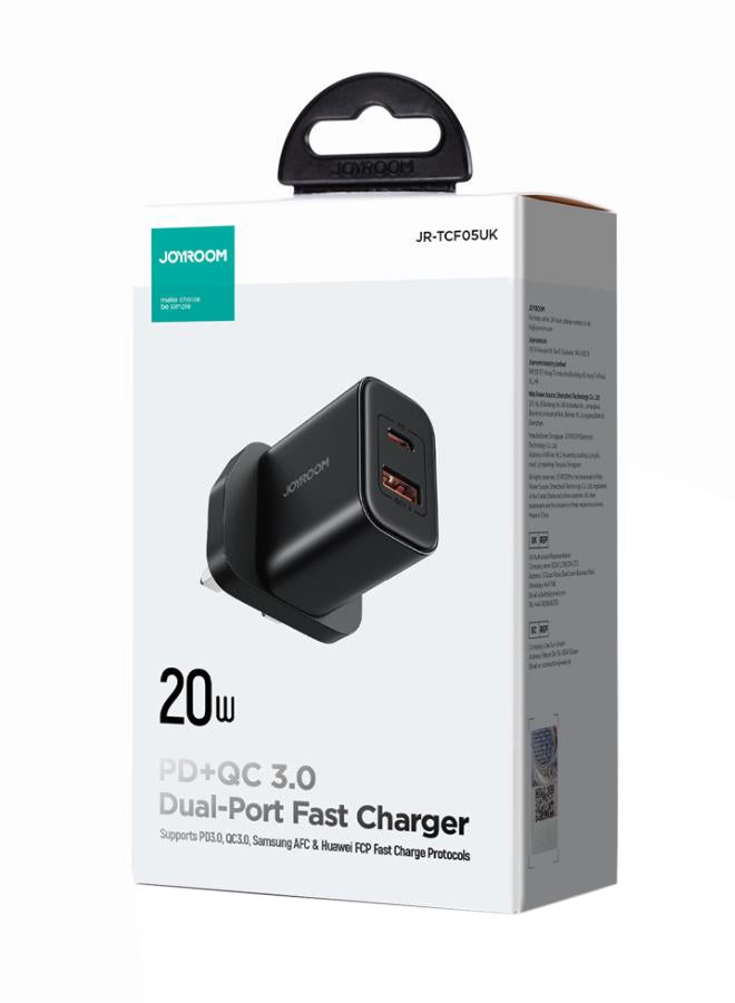 Flash memory series 20W A+C dual-port charger supporting QC 3.0. Wall travel adapter 20W fast power charger, compatible with Samsung AFC, Huawei SCP and other lower versions of iPhone-Etc Black - v1689750545/N53401914A_2