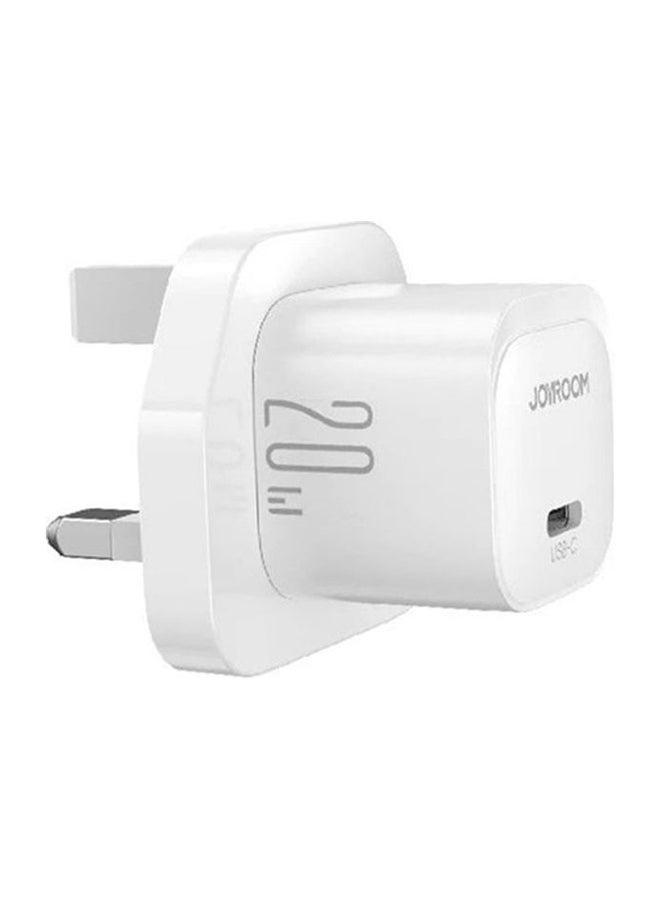 JOYROOM - USB-C Charger PD 20W Fast Charger for Smartphones and Tablets with Wall Plug, Supporting QC 3.0, Travel Adapter for Fast Charging, Compatible with Samsung AFC, Huawei SCP, Apple, and more -Etc White - Image 1