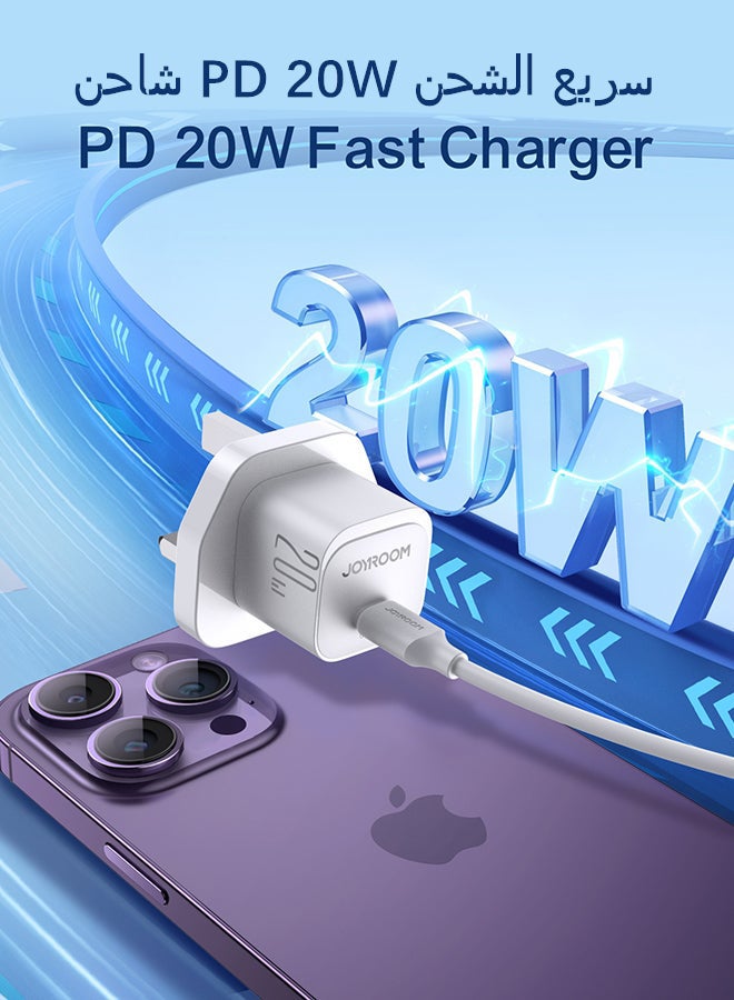 JOYROOM - USB-C Charger PD 20W Fast Charger for Smartphones and Tablets with Wall Plug, Supporting QC 3.0, Travel Adapter for Fast Charging, Compatible with Samsung AFC, Huawei SCP, Apple, and more -Etc White - Image 1