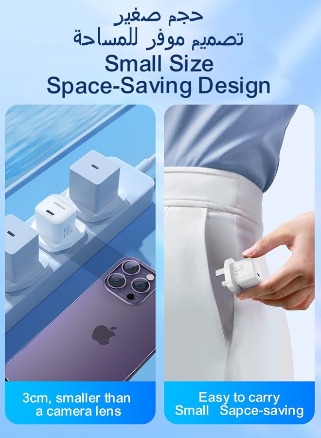 JOYROOM - USB-C Charger PD 20W Fast Charger for Smartphones and Tablets with Wall Plug, Supporting QC 3.0, Travel Adapter for Fast Charging, Compatible with Samsung AFC, Huawei SCP, Apple, and more -Etc White - Image 1