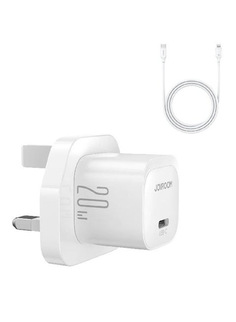 Fast charger with USB-C cable, supporting QC 3.0, USB wall charger plug travel adapter PD 20W fast charging power charger, compatible with Samsung AFC, Huawei SCP, other lower version iPhones - Etc White
