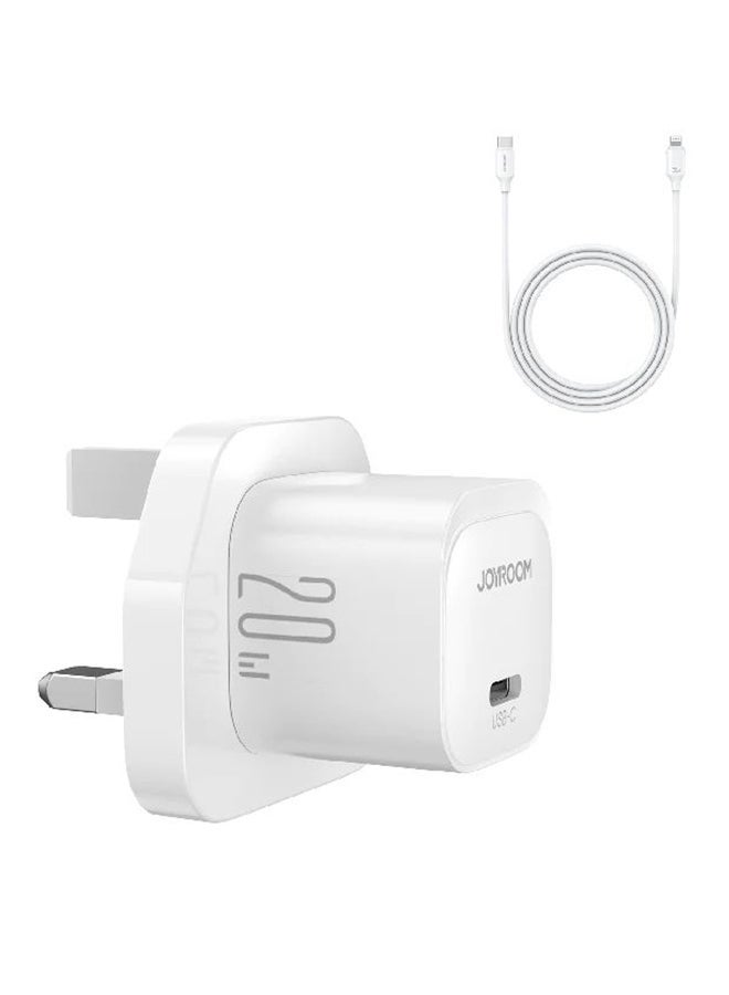 Fast charger with USB-C cable, supporting QC 3.0, USB wall charger plug travel adapter PD 20W fast charging power charger, compatible with Samsung AFC, Huawei SCP, other lower version iPhones - Etc White