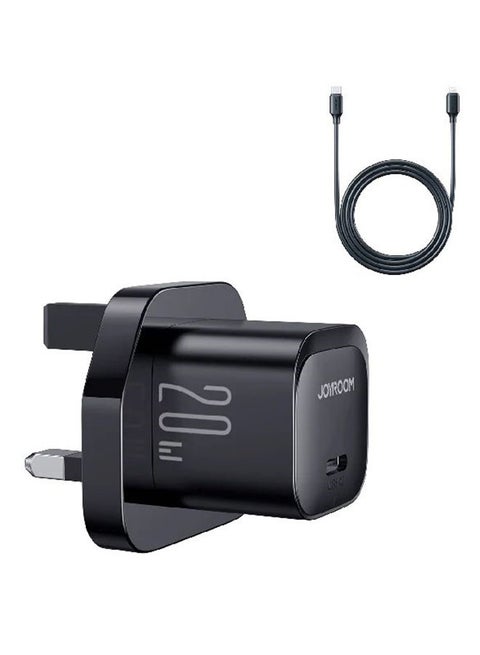 Fast charger with USB-C cable, supporting QC 3.0, USB wall charger plug travel adapter PD 20W fast charging power charger, compatible with Samsung AFC, Huawei SCP, other lower version iPhones - Etc Black