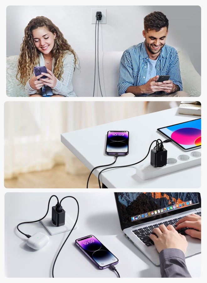JOYROOM - 2.4A 2U compact 12W fast charger with QC 3.0 support. Wall charger plug travel adapter dual USB port 12W fast charger, compatible with Samsung AFC, Huawei SCP and other lower versions of iPhone. Black - Image 1