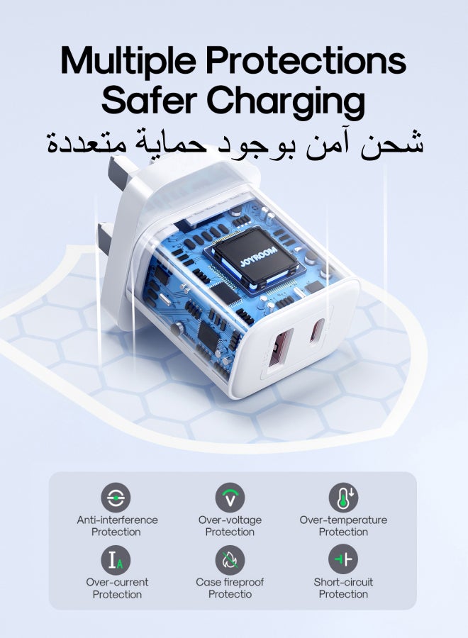 JOYROOM Fast charger with USB-C cable, supporting QC 3.0, USB wall charger plug travel adapter PD 20W fast charging power charger, compatible with Samsung AFC, Huawei SCP, other lower version iPhones - Etc White  - Image 4