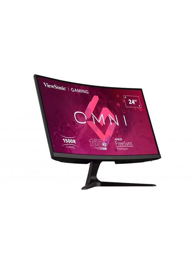 ViewSonic - 24 Inch 1080p 1ms 165Hz Curved Gaming Monitor with AMD FreeSync Premium, Eye Care, HDMI and DisplayPort I Omni VX2418C Black - Image 1